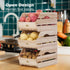 Wood Potato Onion Storage Bins, Stackable Wooden Produce Basket for Kitchen Pantry Organization, Set of 3 Pieces