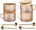Amber Vintage Glass Coffee Mugs gifts for women, 14 Oz Set of