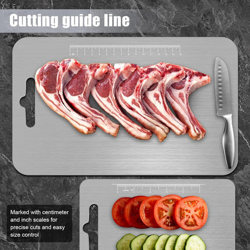Set 3, 100% Set, (3 Pack Titanium Cutting Board of Pure Titanium Metal Cutting Board for Kitchen, Non Toxic Chopping