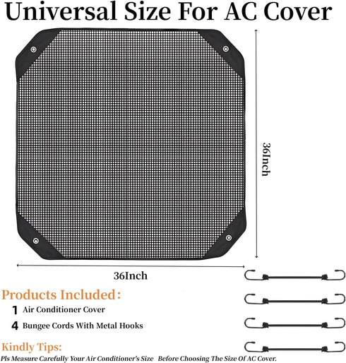 Central Air Conditioner Cover for Outside Units 36 x 36 -Durable AC Cover Defender Outdoor,Leaf Guard Mesh Air Conditioner Cover (36" x 36")