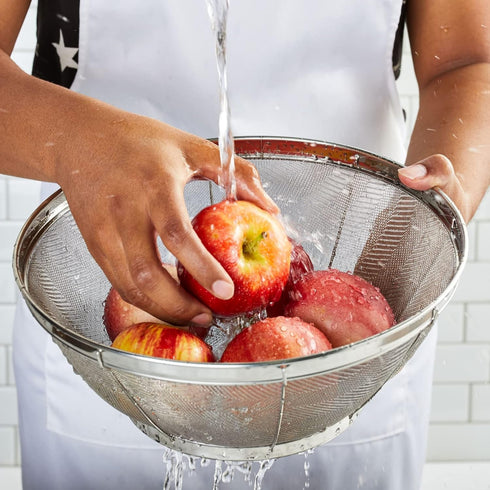 Juvale Fine Mesh Strainer 11" x 4" - Stainless Steel Rice Strainer & Mesh Colander for Pasta