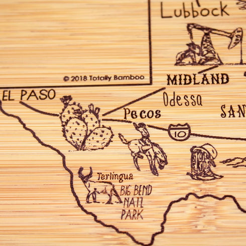 Totally Bamboo A Slice of Life Texas State Cutting Board, 11" x 8.75" Serving Board