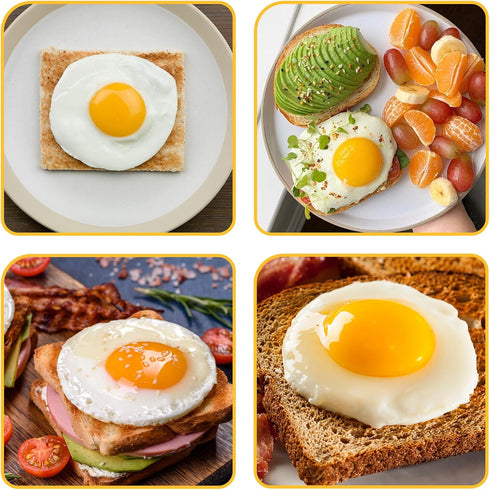 YOLCAR 4 Pack Nonstick Upgraded Silicone Egg Rings, Leak-proof Liquid Egg Bite Mold for Frying Eggs and Breakfast
