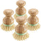 4 Pieces Bamboo Dish Scrub Brush, Wooden Round Scrubbers, Stiff Bristles for Wash Dishes, Kitchen