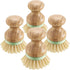 4 Pieces Bamboo Dish Scrub Brush, Wooden Round Scrubbers, Stiff Bristles for Wash Dishes, Kitchen