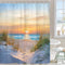 Riyidecor Beach Ocean Coastal Shower Curtain - 60Wx72H Inch Tropical Landscape Fabric Decor with 12 Pack Hooks