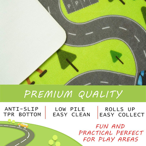4x6 HOMORE Kids Play Mat Rug, Fun and Educational City Play Rug for Hot Wheels Track Racing, Kids Carpet Playmat Area