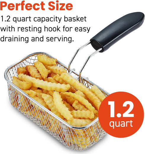 Elite Gourmet EDF1116 Electric Deep Fryer, 1.2 Qt. / 4.8 Cup Oil Capacity, Adjustable Temperature, Stainless Steel