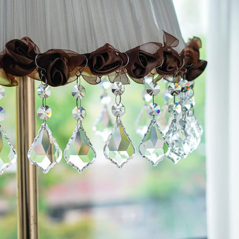 20pcs 50mm Clear Maple Leaf Crystal Chandelier Prism Pendant Parts, Suncatchers Hanging Crystals Beads for Chandelier