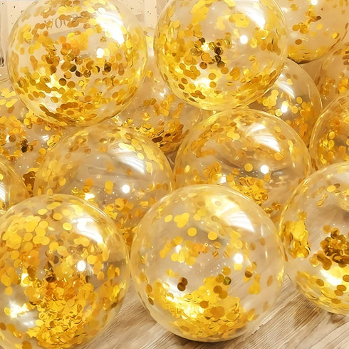 Gold Confetti Balloons - 25 Pcs Thickened 12 Inch Clear Latex Balloons with Confetti for Party Decorations