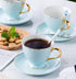 Set Set 6 (FD-TCS02 (6), 7oz) Jusalpha Fine China Tea Cup and Saucer Coffee Cup with Saucer and Spoon of blue