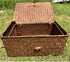 Wicker Storage Baskets with Lid, Set of 2 Handwoven Seagrass Organizer Bins for Shelves, Drawers, Closet