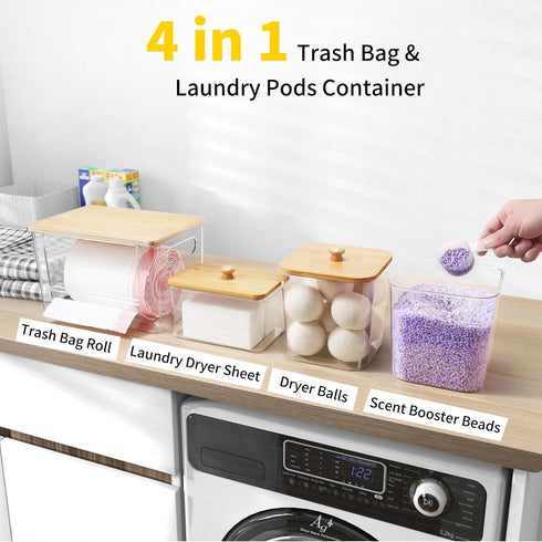 4 Pack Extra Large Trash Bag Holder Garbage Bag Dispenser Roll Holder with Lid Laundry Room Organizer Under Sink