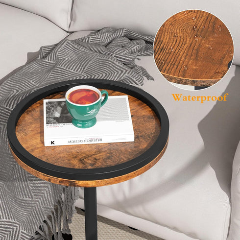Kificet Small Side Table, Drink Table, Height Adjustable Round End Table, Pedestal Side Table for Small Spaces