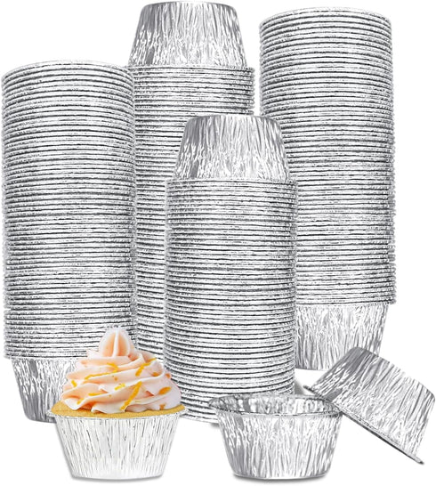 Aluminum Foil Baking Cups, 150 Pack Disposable 3 Oz Ramekins for Cupcake, Muffin, Egg Tart, Pudding Baking