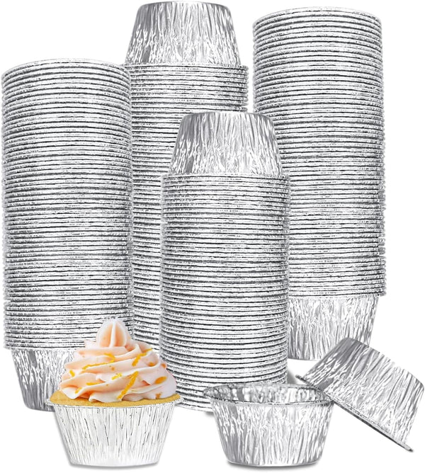 Aluminum Foil Baking Cups, 150 Pack Disposable 3 Oz Ramekins for Cupcake, Muffin, Egg Tart, Pudding Baking