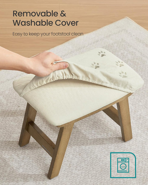 9.8 15.4 11.8 Inches, Summer ULSF052LF01 SONGMICS Foot Stool Ottoman, Padded Foot Rest Under Desk with Solid Wood