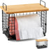 1 Pack Counter Stackable Storage Trash Bag Baskets with Bamboo Top, Large & Standard Trash, Garbage Bag Holder