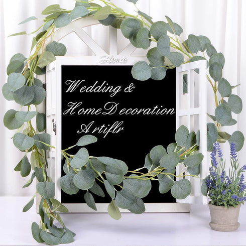 2Pack Artificial Eucalyptus Garland - 6 ft Faux Silk Eucalyptus Leaves Vines for Wedding Backdrop Decor