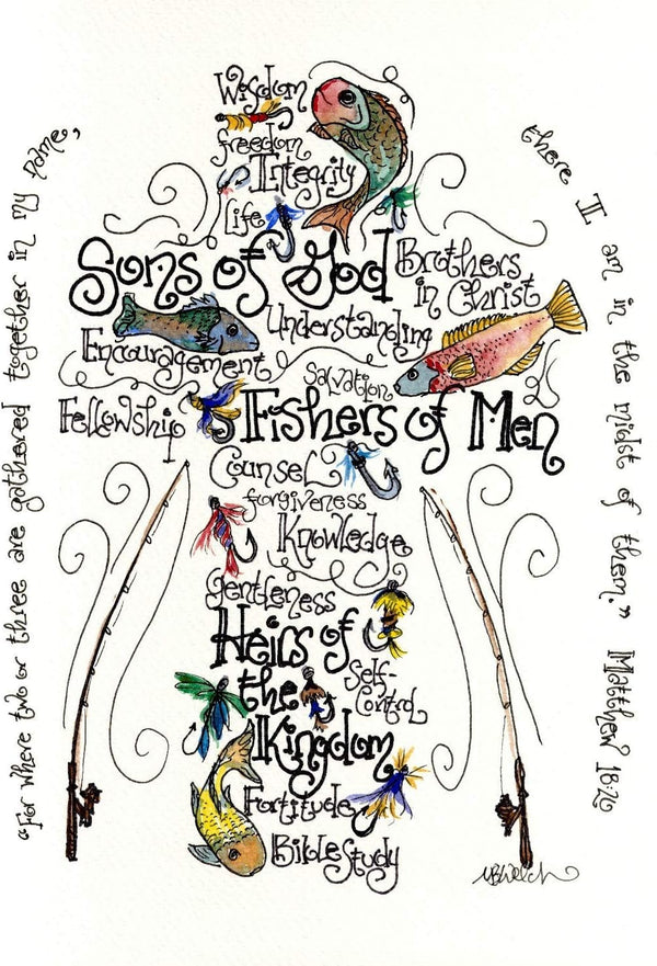 Fishers of Men Cross Art Print - Confirmation Gift for Priest or Pastor (5x7 Inches)