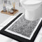 OLANLY Luxury U-Shaped Toilet Rugs, 24x20 Extra Soft Microfiber Non-Slip Bath Mat (Black and White)