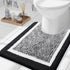 OLANLY Luxury U-Shaped Toilet Rugs, 24x20 Extra Soft Microfiber Non-Slip Bath Mat (Black and White)