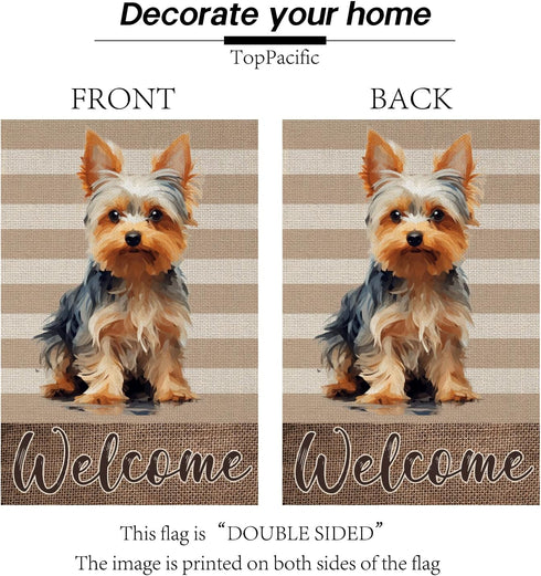 Yorkie Garden Flag 12x18 Inch, Home Garden Welcome Dog Spring Yard Flag Double Sided for Outdoor Decoration
