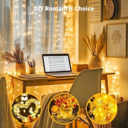 33Ft 100 8 1Pack) TingMiao Fairy Lights Battery Operated String Lights with Remote Control Timer, LED Waterproof Modes