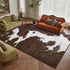 4x6 DweIke Cow Print Rugs for Living Room, Soft Brown Faux Animal Cowhide Area Rug, Washable Non-Slip Stain Resistant