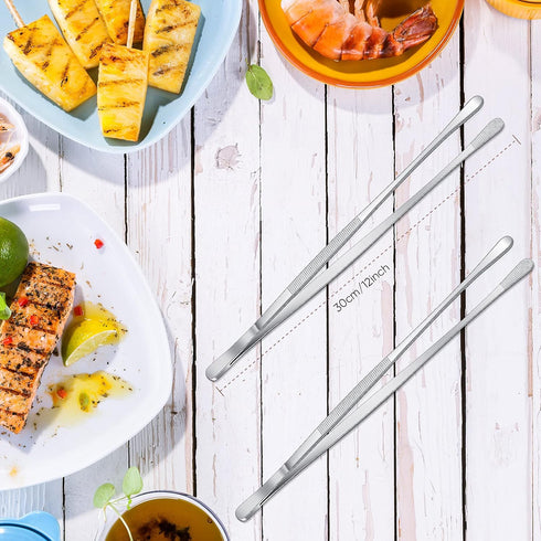 2 Pieces 12 Inch Tweezer Tongs - Extra-long Stainless Steel Cooking Tweezers for Grill and BBQ