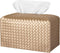 PU Leather Tissue Box Cover, Rectangle Tissue Holder for Bathroom, Vanity, Countertop, Tabletop, Car, Office (Gold)