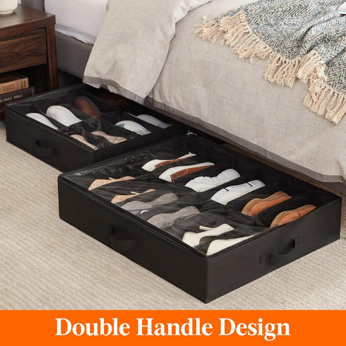 Set 2, 4.3 Inches 2 24 Lifewit Under Bed Shoe Storage Organizer of Tall Low Profile Fabric Shoes Container Box