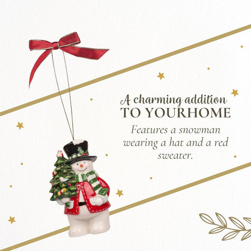 Spode Christmas Tree Snowman Ornament, Long-Lasting Holiday Decoration for Christmas Tree & Seasonal Display