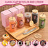 16oz Monogrammed Set, Personalized Initial Glass Cup for Women, Glass Cup with Lids and Straws, Gift Frosted Reusable