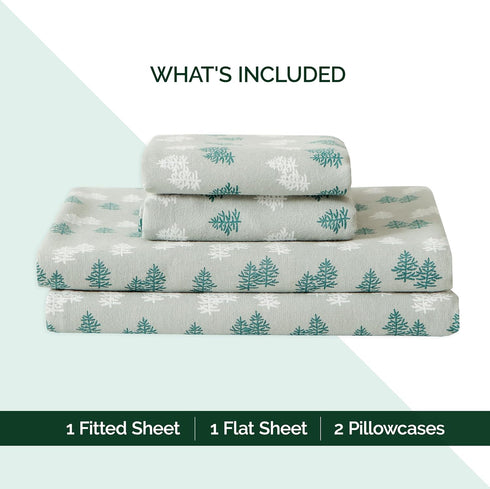 4-Piece 100% Set Cozy Elegant Comfort Ultra Soft Turkish Cotton Flannel Sheet - Holiday Christmas Flannel Sheets, Warm