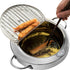 Yopay 304 Stainless Steel Deep Fryer Pot, Tempura Fryer with Thermometer and Lid, Japanese Style, 2.2L
