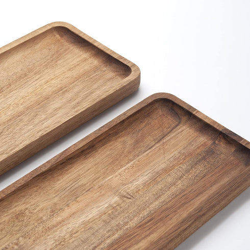 Bathroom Vanity Tray, Acacia Wood Counter Tray, Toilet Tank Tray, Appetizer Charcuterie Snack Serving Board, 13.8 x 5.5 x 0.8 inch by YANGQIHOME