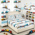 Colorful Train Fitted Sheet Full Size Cartoon Car Bedding Set 3Pcs Blue