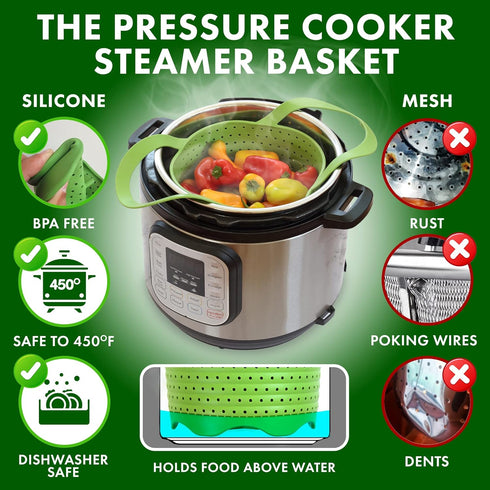 Avokado Silicone Steamer Basket for 3qt Instant Pot, 6qt, 8qt, BPA-Free, Dishwasher Safe Collapsible Vegetable Steamer
