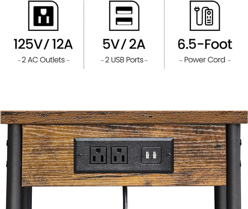 21.8H V1TB01BB025 (1 TUTOTAK Nightstand with Charging Station, End Table, Side Table with USB, Night Stand with Storage