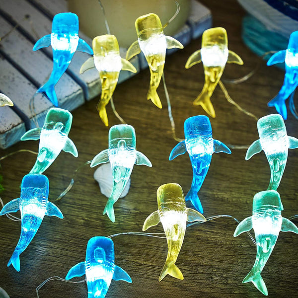Nautical Theme Ocean Dcor Outdoor Beach Decorative String Lights Whale Shark Cute