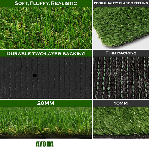 3' 5' 0.8 Inch AYOHA Artificial Turf Grass x with Drainage, Realistic Fake Grass Rug Indoor Outdoor Lawn Landscape
