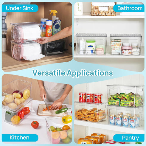 2 Pack 13/30/33 Vtopmart Trash Bag Holder, Stackable Garbage Bag Dispenser for Gallon Bags, Clear Organizer Bins