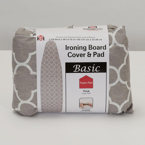 Household Essentials 80098 Ironing Board Cover | Gray Trellis | 100% Cotton