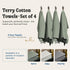 4X ONSEN Cotton Face Towel Sculpted Terry Texture, Quick-Dry, Low-Lint, Plush & Lightweight (Spruce, Face Towel)
