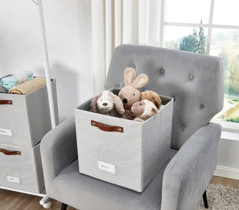 DECOMOMO Storage Bins, Cube Storage Bin with Label Holders, Fabric Storage Cubes for Organizing
