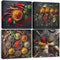 CQM 4 Pcs Kitchen Canvas Wall Art Framed Modern Spices and Seasonings Spoons