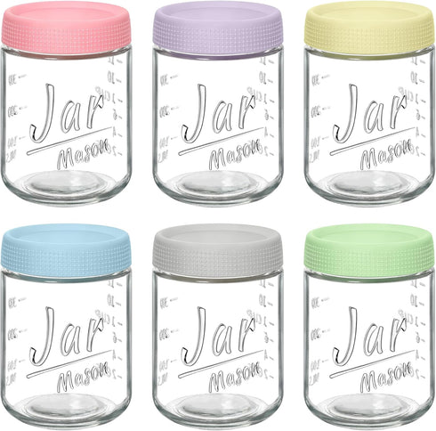 Xyptorix 6-Pack 16oz Overnight Oats Containers with Airtight Lids - Glass Mason