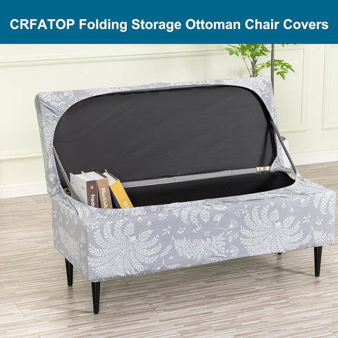 Bands,M,03 CRFATOP Printed Rectangle Ottoman Stool Cover Stretch Folding Storage Footstool Bench Slipcovers Upholstered