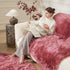 3 5 Ashler Faux Fur Area Rug - Ultra Soft x Feet Sheepskin, Fluffy Shaggy Blush Pink, Machine Washable - Nursery Decor